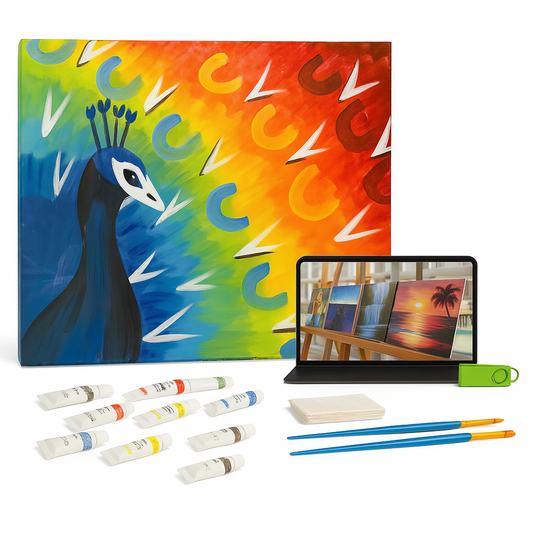 Rainbow Feathers Paint Night
